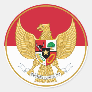 indonesisches Emblem mit klassischem Rundaufkleber Runder Aufkleber