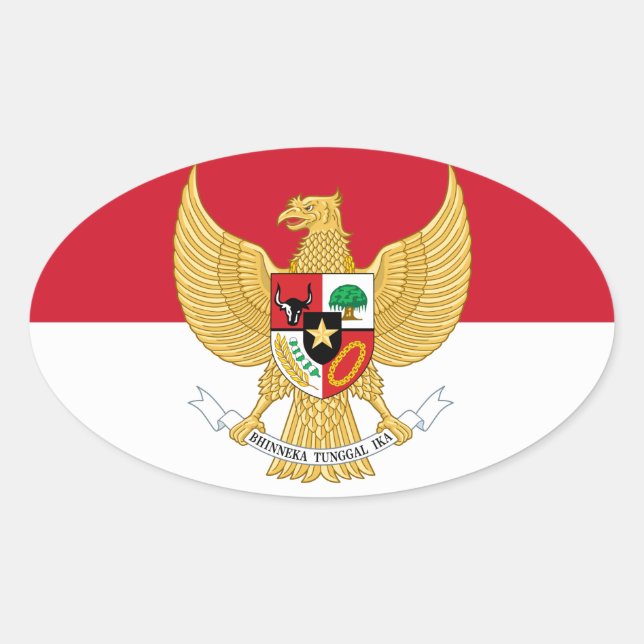 indonesisches Emblem Ovaler Aufkleber (Vorderseite)