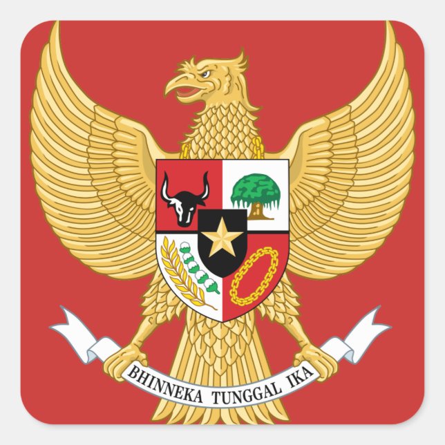 indonesisches Emblem Quadratischer Aufkleber (Vorderseite)