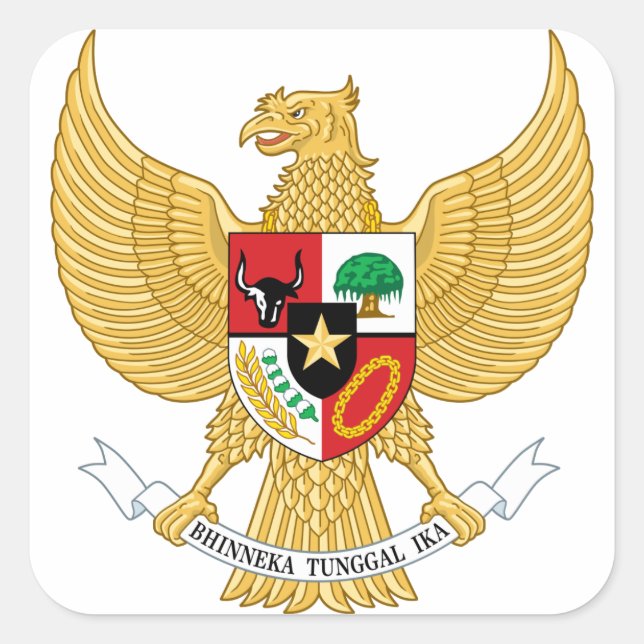 indonesisches Emblem Quadratischer Aufkleber (Vorderseite)