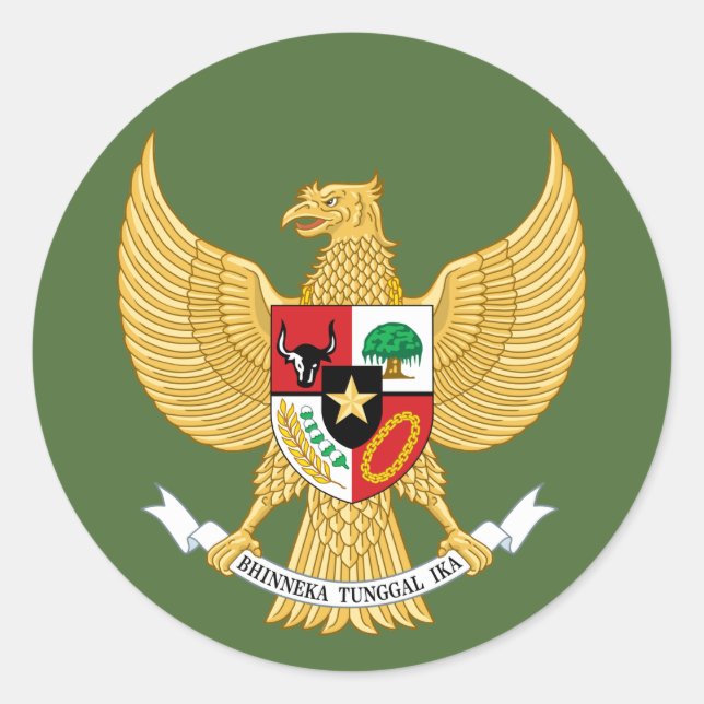 indonesisches Emblem Runder Aufkleber (Vorderseite)