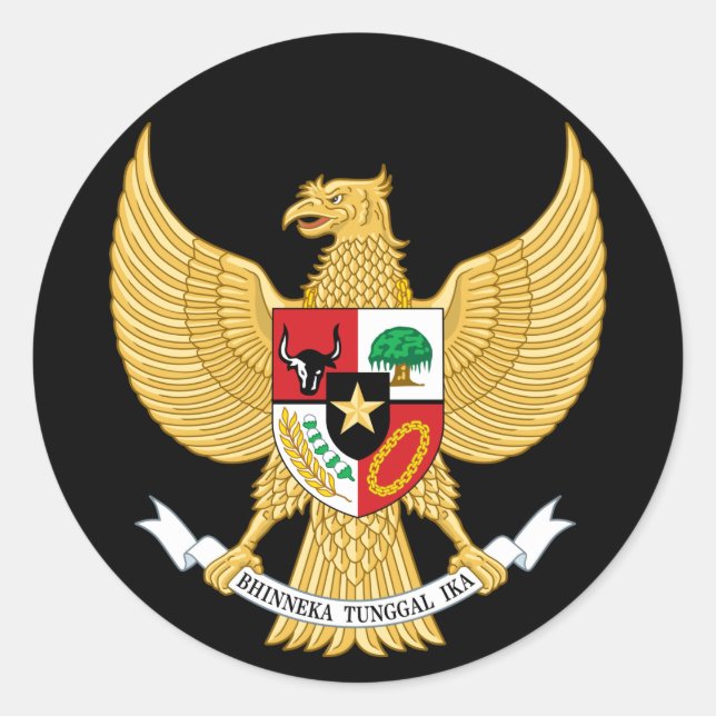indonesisches Emblem Runder Aufkleber (Vorderseite)