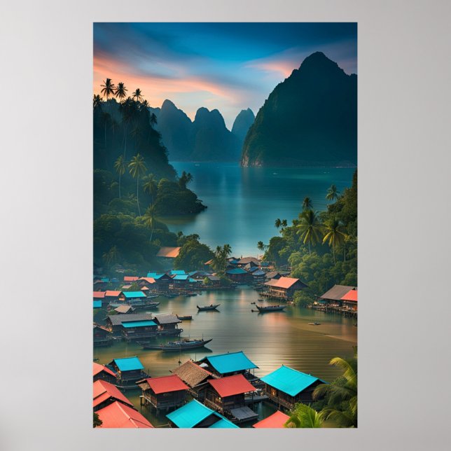 Indonesisches Fischerdorf Poster (Vorne)