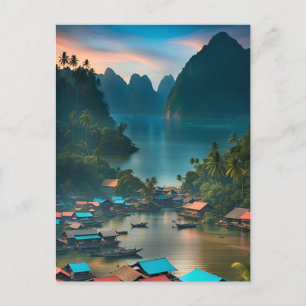 Indonesisches Fischerdorf Postkarte