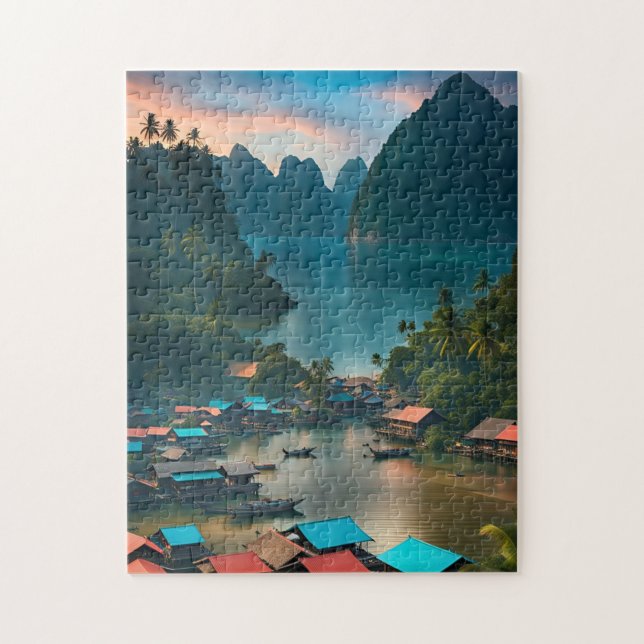 Indonesisches Fischerdorf  Puzzle (Vertikal)