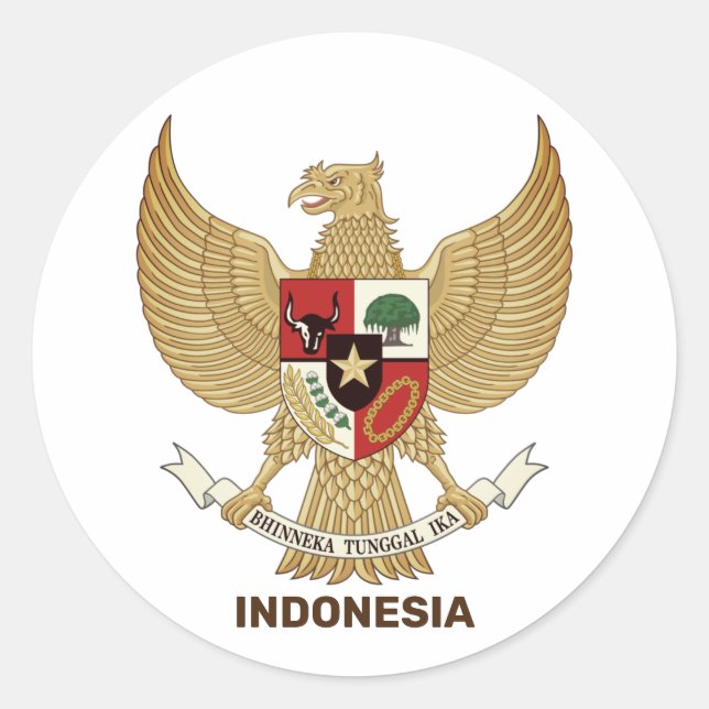 Indonesisches NationalEmblem Runder Aufkleber (Vorderseite)