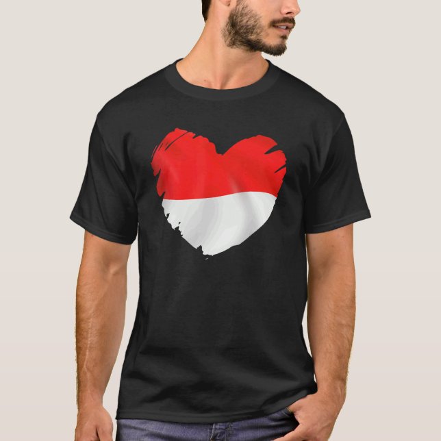 Indonisienflagge in Form von Herz-indonesischem In T-Shirt (Vorderseite)