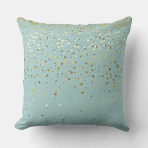 Indoor Petite Golden Stars Square Pillow-Bay Blue Kissen