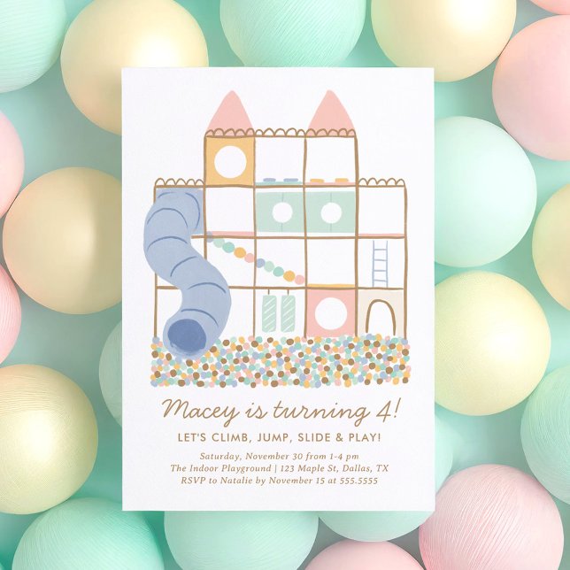 Indoor Playground Girl Birthday Einladung (Von Creator hochgeladen)