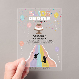 Indoor Slide Park Girls Playground Birthday Party Acryleinladungen