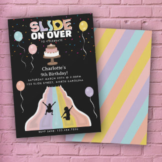 Indoor Slide Park Girls Playground Birthday Party Einladung
