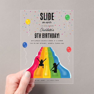 Indoor Slide Park Kids Playground Birthday Party Acryleinladungen