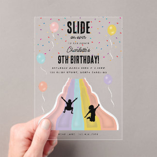 Indoor Slide Park Playground Girls Birthday Party Acryleinladungen