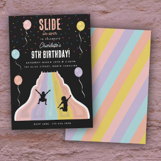 Indoor Slide Park Playground Girls Birthday Party Einladung