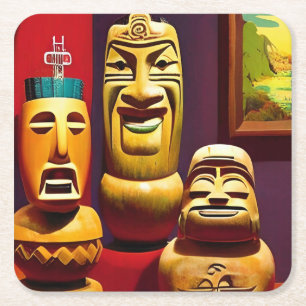 Indoor Tiki Life Ken Gage Art Rechteckiger Pappuntersetzer