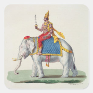 Indra oder Devendra, von 'L'Inde francaise..', eng Quadratischer Aufkleber