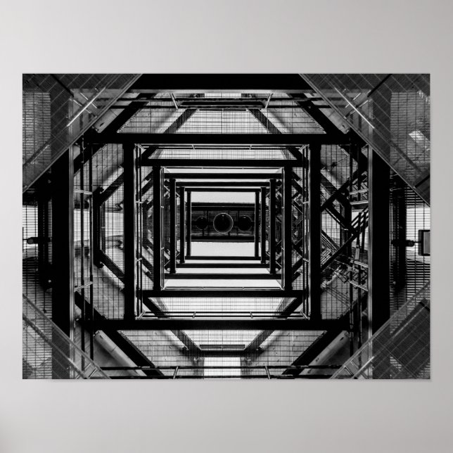 Industrial Architecture Symmetry Black and White Poster (Vorne)