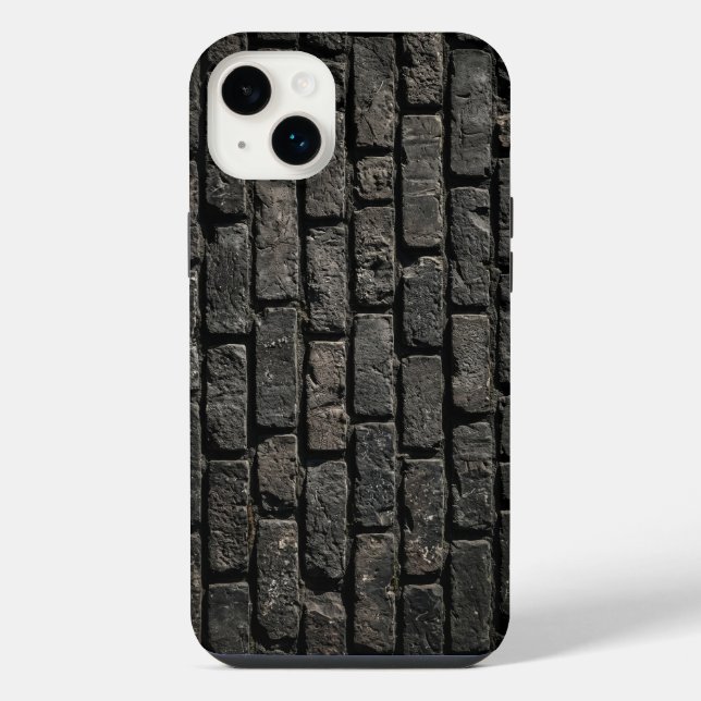 Industrial Black Brick Wall Texture iPhone Case Hülle (Rückseite)