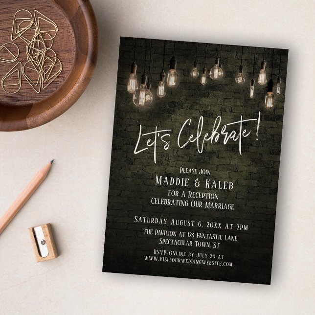 Industrial Brick & Edison Lights Feiern Einladung (Von Creator hochgeladen)