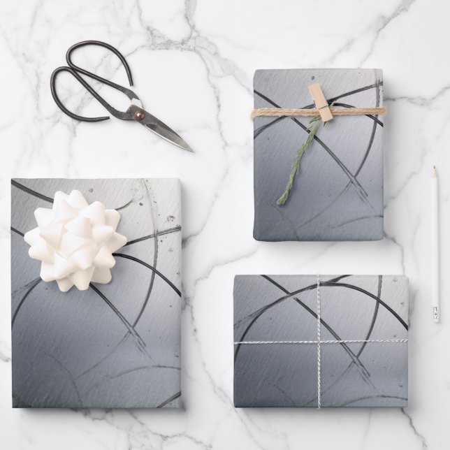 Industrial Brushed Metal Texture with Scratches Geschenkpapier Set (Vorderseite)
