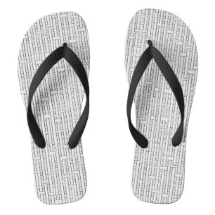 Industrial Grid Black and White Modern Geometric Flip Flops