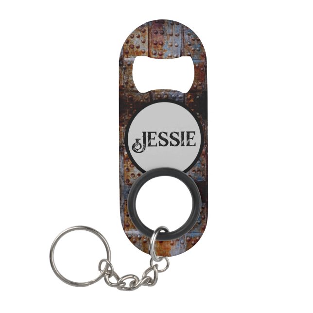 Industrial Grunge Personalize Name Geschenk Mini Flaschenöffner (Vorderseite)