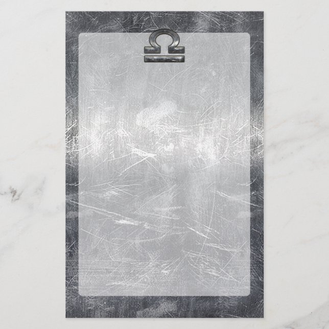 Industrial Libra Zodiac Sign in Silver Steel Briefpapier (Vorderseite)