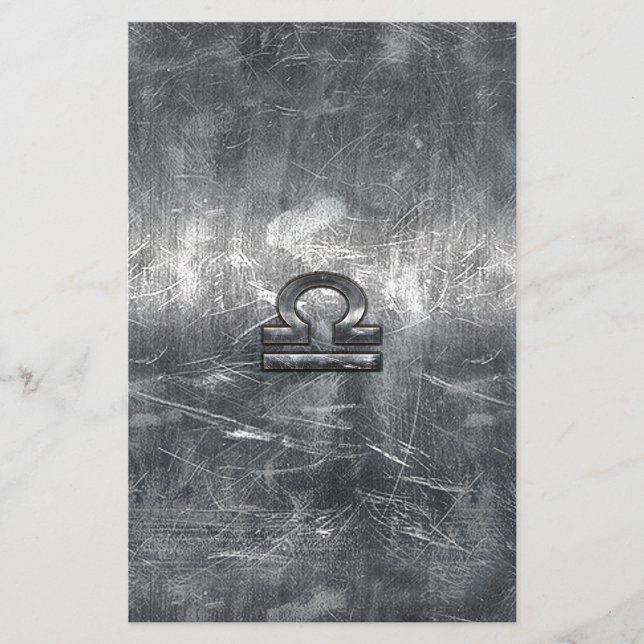 Industrial Libra Zodiac Sign in Silver Steel Briefpapier (Vorderseite)