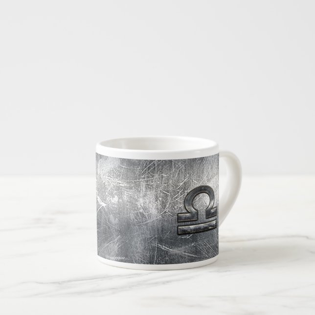 Industrial Libra Zodiac Sign in Silver Steel Espressotasse (Vorderseite Rechts)