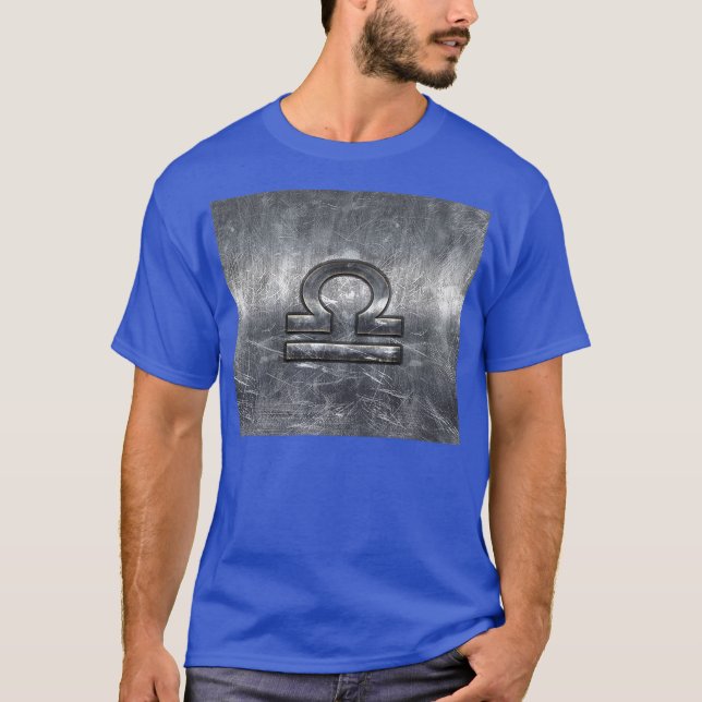 Industrial Libra Zodiac Sign in Silver Steel T-Shirt (Vorderseite)