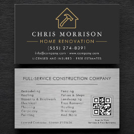 Industrial Metallic Home Renovation QR Code Visitenkarte