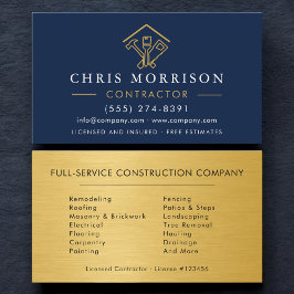 Industrial Navy Blue Gold Metal Home Improvement Visitenkarte