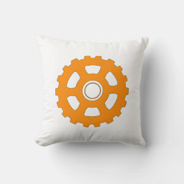 Industrial Orange Gear Cogwheel Kissen