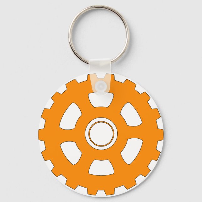 Industrial Orange Gear Cogwheel Schlüsselanhänger (Vorderseite)