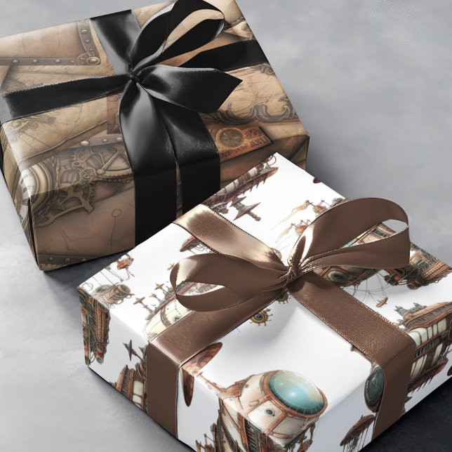 Industrial Steampunk Fantasy Geschenkpapier Set (Steampunk fantasy wrapping paper for all Victorian era affairs and parties. )
