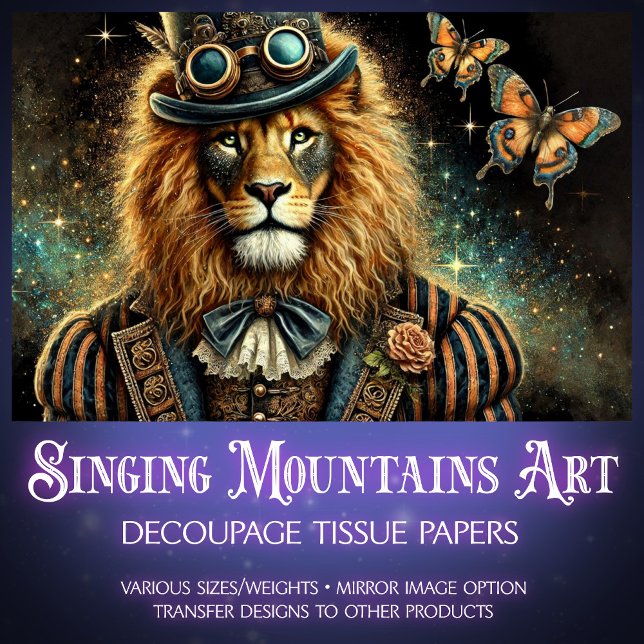 Industrial Steampunk Lion Fantasy Decoupage Seidenpapier (Von Creator hochgeladen)