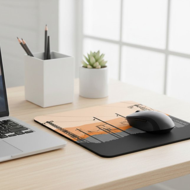 Industrial Sunset Power Lines Mousepad (Von Creator hochgeladen)