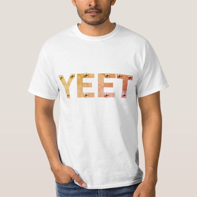 Industrie-Grau YEET Typografie T-Shirt (Vorderseite)