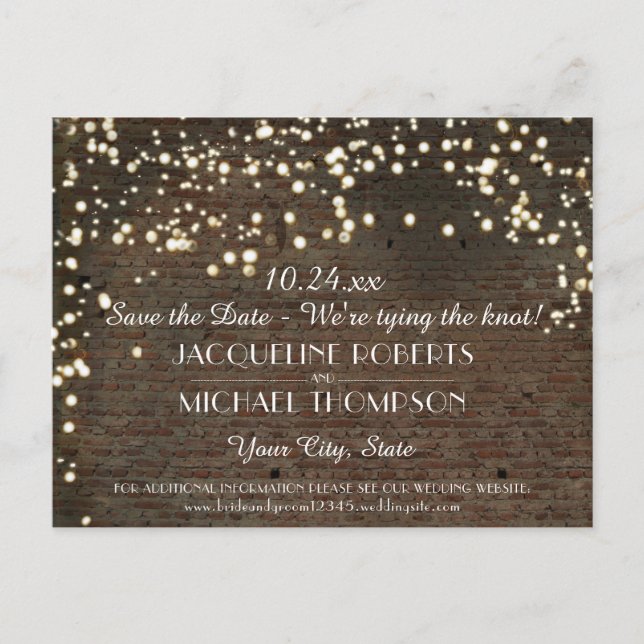 Industrielager Urban Brick String Lights Ankündigungspostkarte (Vorderseite)