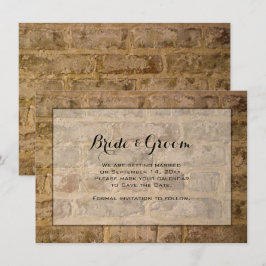 Industrielle Chic Bricks Hochzeit retten das Datum Einladung