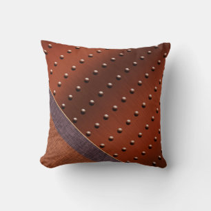 Industrielle Chic Kupfer Rivet Burlap Weave Print Kissen