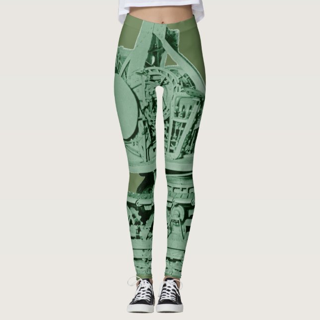 Industrielle grüne Metallmaschinen Leggings (Vorderseite)