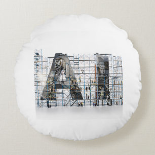 Industrielle Letternarchitektur Kunst Rundes Kissen