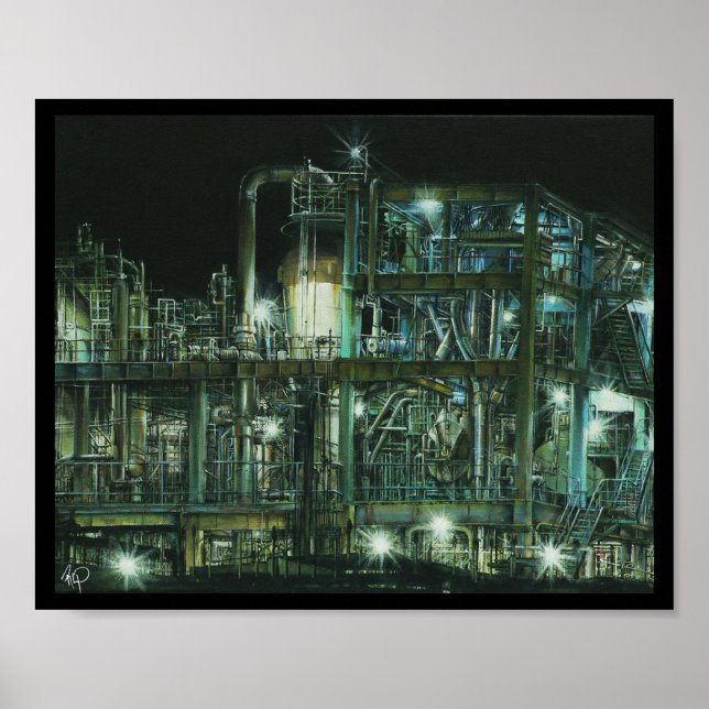 Industrielle Malerei - Original Acrylmalerei Poster (Vorne)
