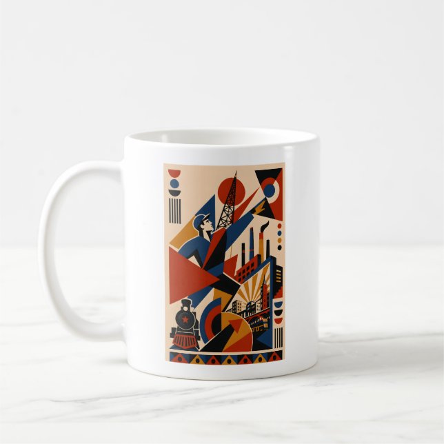 Industrielle Revolution – Geometrischer Kunstbeche Kaffeetasse (Links)