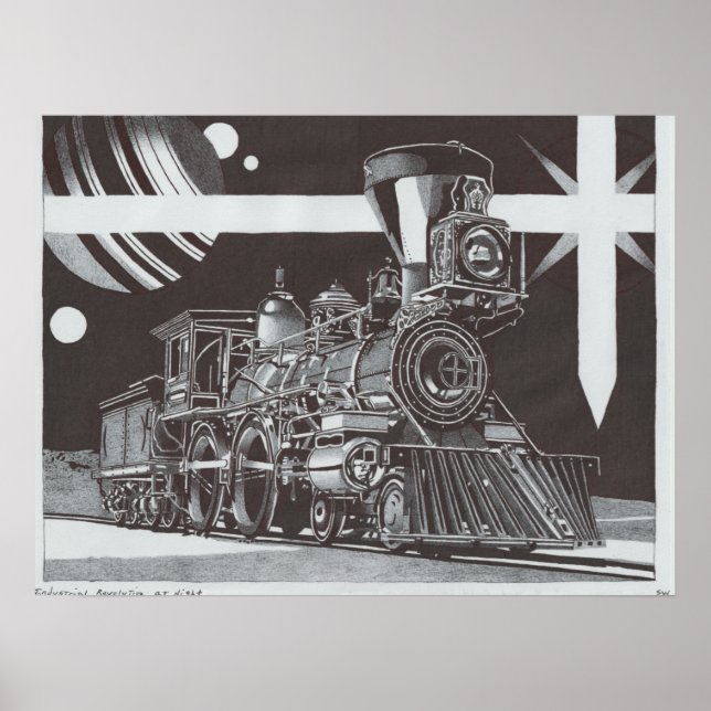 Industrielle Revolution in der Nacht Poster (Vorne)