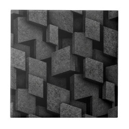 Industrieller Brutalist Stone Schwarz Silber Fliese