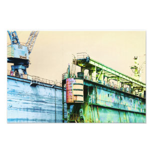 Industrieller maritimer Hamburger Hafen-Kran Fotodruck