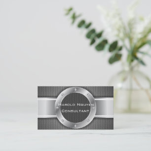 Industrieller Mesh Metallischer Edelstahl Visitenkarte
