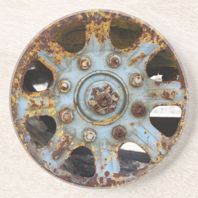 Industrieller Rost: Speichen Sandstein Untersetzer (Vorne)